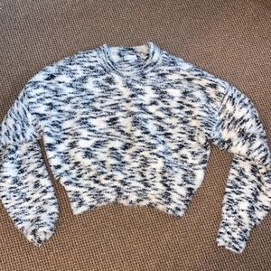 Topshop black and white abstract cropped sweater